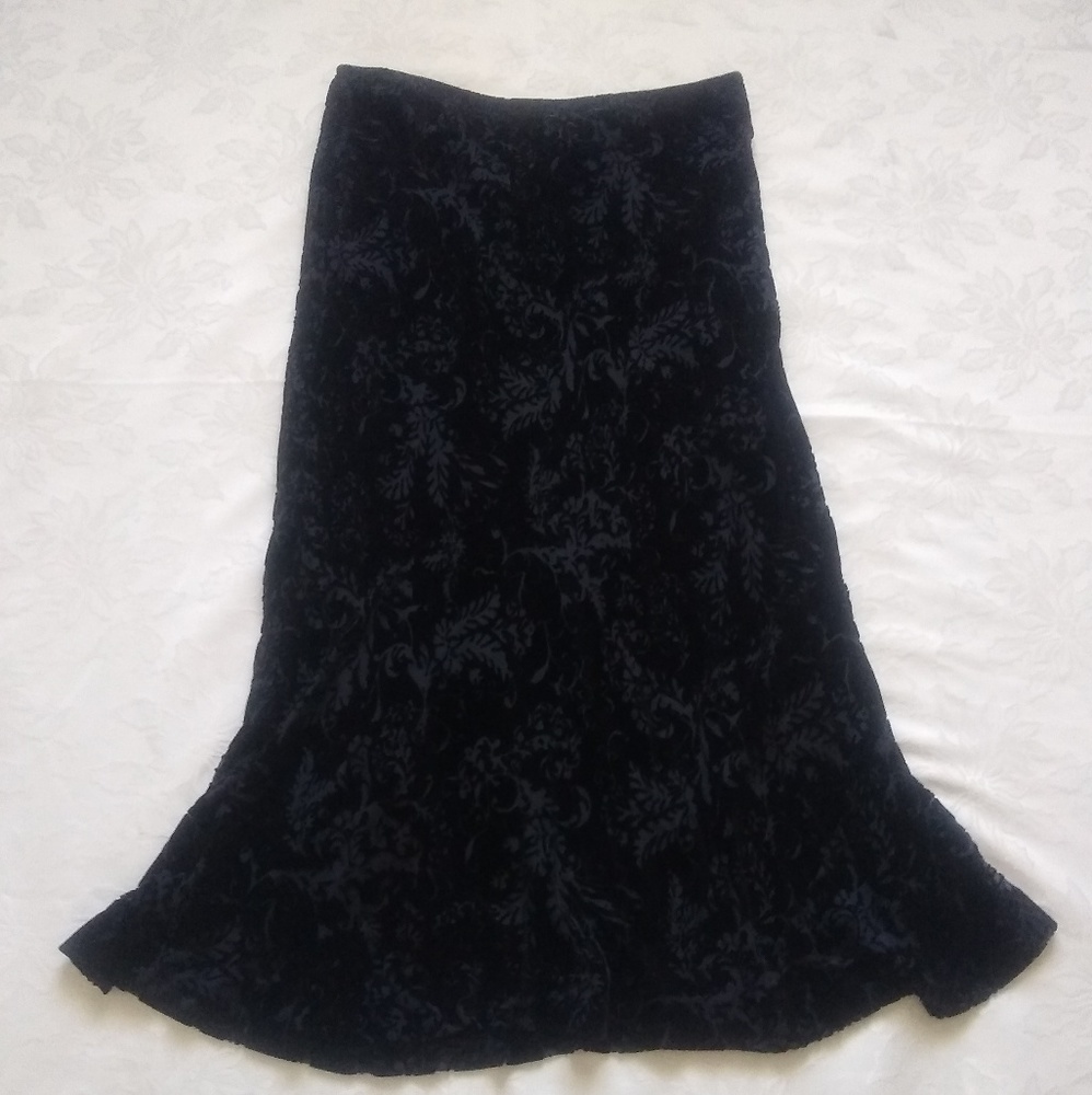 Ralph Lauren silk velvet burnout flounce skirt Cocktail